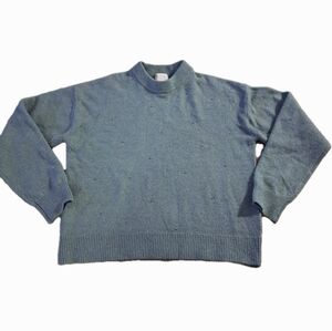 H&M Teal Green Crewneck Cozy Oversized Sweater Silver Balls Women's Size XS